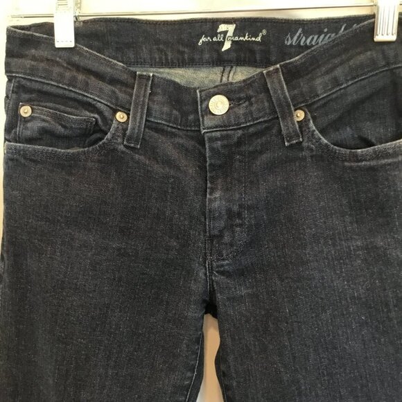 7 For All Mankind Jeans Women's Sz 27 Embellished Pocket Straight Leg Dark Wash - Picture 10 of 10